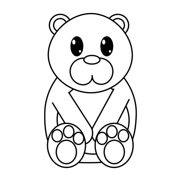 ライン クマかわいい野生動物キャラクター — ストックベクタ