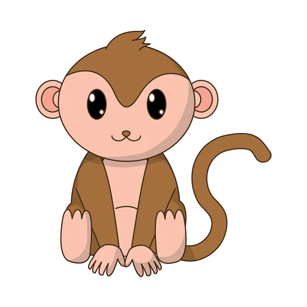 Opičí roztomilý divoké zvířecí postava — Stockový vektor