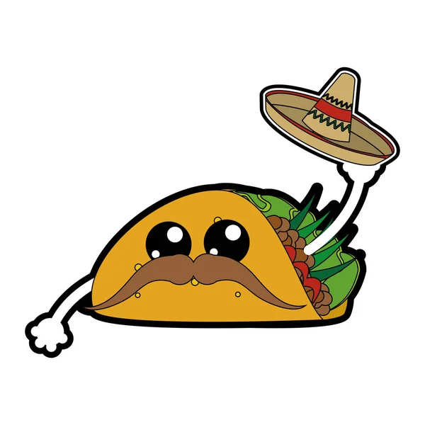 Burrito Comida Mexicana Cocina Tradicional Tema Diseño Aislado Ilustración Vectorial — Vector de stock