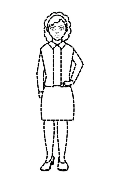 点線の形状女性のエレガントな服とヘアスタイルのデザイン — ストックベクタ