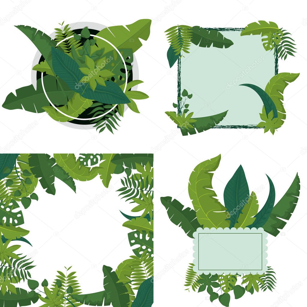 Tropical leaves frame