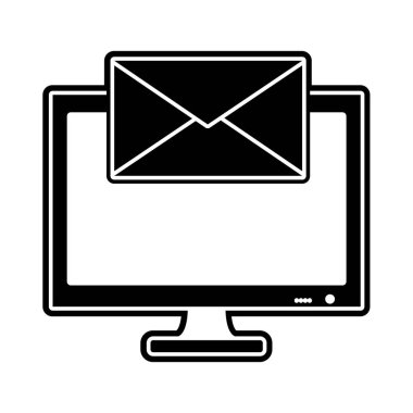 siluet ekran bilgisayar metin mektup mesaj ile