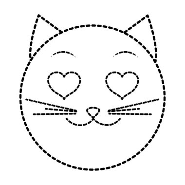 noktalı şekil kedi yüz emoji ifade âşık