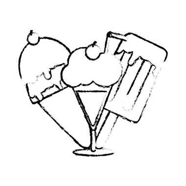 Dondurma ve tatlı tatlı gıda Tema izole tasarım vektör çizim