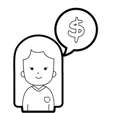 satır kadın sohbet kabarcığı bluz ve dolar simgesiyle