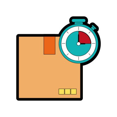 Vektör çizim tasarım kutusu ve teslimat nakliye ve lojistik Tema Isolated Chronometre