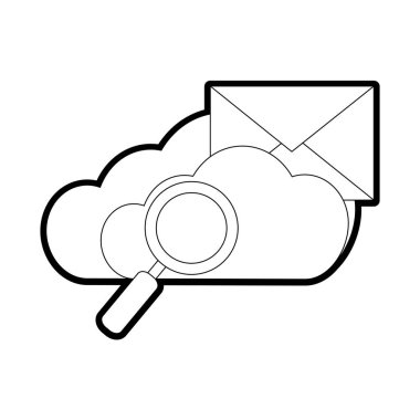 Bulut depolama teknolojisi ve sanal Tema izole tasarım vektör çizim bilgisayar