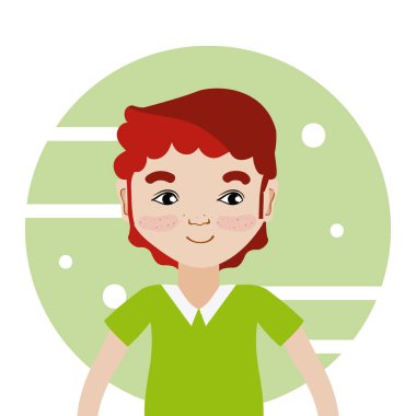 Renkli arka plan vektör çizim grafik tasarım üzerine Kızıl saçlı genç adam