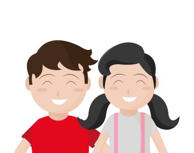 Erkek ve kız çocuk karikatür tasarım