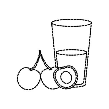 Kiraz ve suyu meyve sağlıklı ve organik gıda Tema izole tasarım vektör çizim