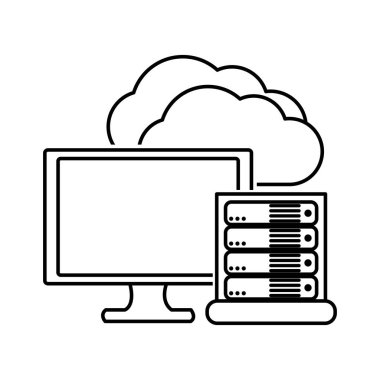 Veri Merkezi barındırma web ve Tema izole tasarım vektör çizim temel