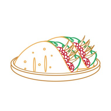 Meksika yemeği ve geleneksel yemekleri Tema izole tasarım vektör çizim börek