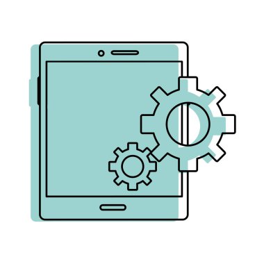 Tablet cihaz becerikli alet ve teknoloji Tema izole tasarım vektör çizim