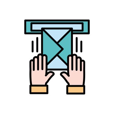 çizgi rengi adam ellerini mektup kart posta kutusunda yolladı.