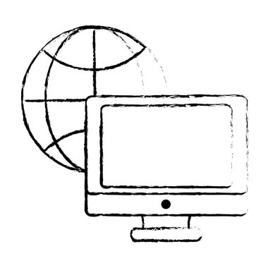 Grunge ekran bilgisayar teknolojisi ile genel bağlantı