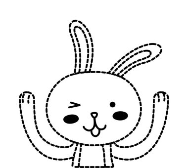 Eller yukarı ile noktalı şekli komik tavşan hayvan karikatür