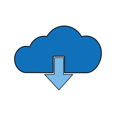 Bulut depolama teknolojisi ve sanal Tema izole tasarım vektör çizim bilgisayar