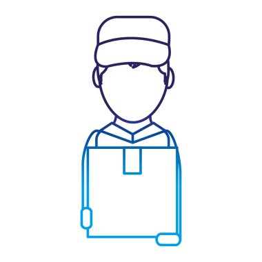 Tasarım kutusu ve adam teslim nakliye ve lojistik Tema Isolated vektör çizim