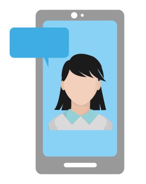 Kullanıcı kadın smartphone ile sohbet kabarcık içinde meçhul