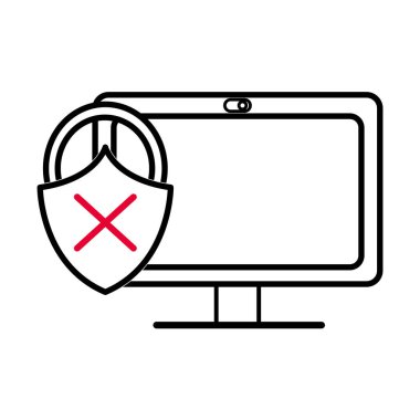 çizgi bilgisayar teknolojisi ile asma kilit kötü güvenlik