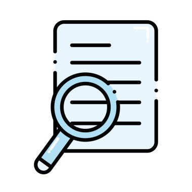 Kesikli çizgi iş belge kağıt büyüteç ile