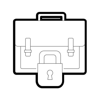 çizgi iş evrak çantası nesnesi ile asma kilit güvenlik