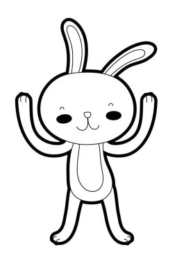 Anahat karikatür tavşan hayvan ile eller yukarı