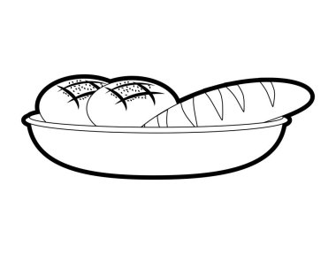 Ekmek, unlu gıda mutfak ve salonu Tema izole tasarım vektör çizim