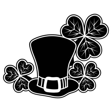 siluet st patrick şapka yonca bitkilerle