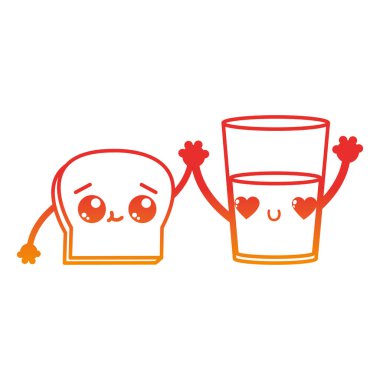 Ekmek ve unlu gıda mutfak ve salonu Tema izole tasarım vektör çizim süt