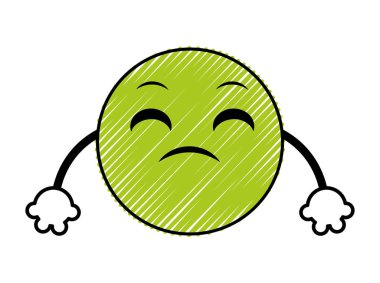 Doodle hayal kırıklığına emoji yüz ifadesi silah ile