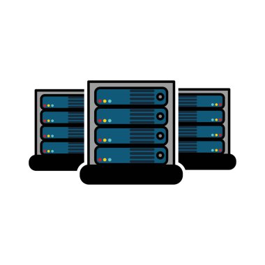 Veri Merkezi barındırma web ve Tema izole tasarım vektör çizim temel