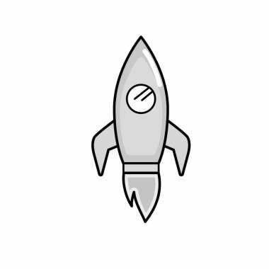 Simge uzay uçak roket ve Tema kadar izole tasarım vektör çizim başlatmak