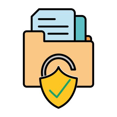 çizgi rengi dosya klasörü belge ve asma kilit güvenlik ile