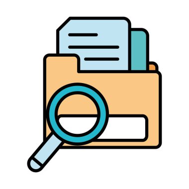 çizgi rengi belge içinde Büyüteç ile klasör dosya