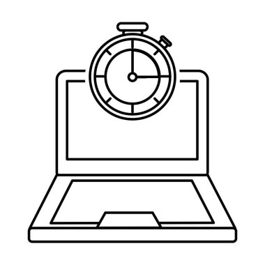 Laptop ve teslimat nakliye ve lojistik Tema Isolated Chronometre vektör çizim tasarım