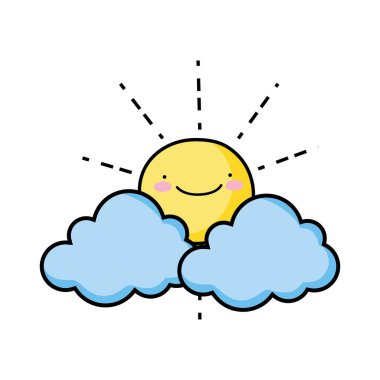 doğa güneşin ve bulutların kawaii hava