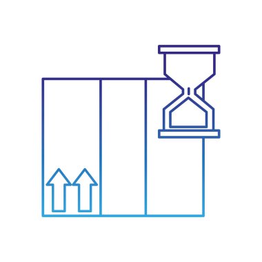 bozulmuş hat teslimat kutusu paket servisi ile kum saati