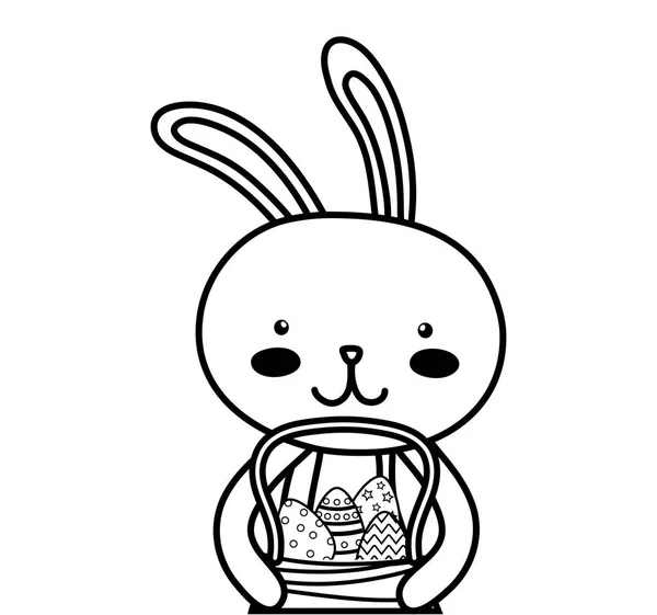Satır mutlu tavşan hayvan engel içinde yumurta ile — Stok Vektör