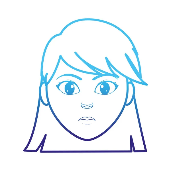 Linha degradada avatar mulher cabeça com design de penteado — Vetor de Stock