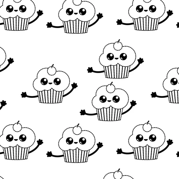 Cupcake Fundo Sobremesa Doce Padaria Tema Design Isolado Ilustração Vetorial —  Vetores de Stock