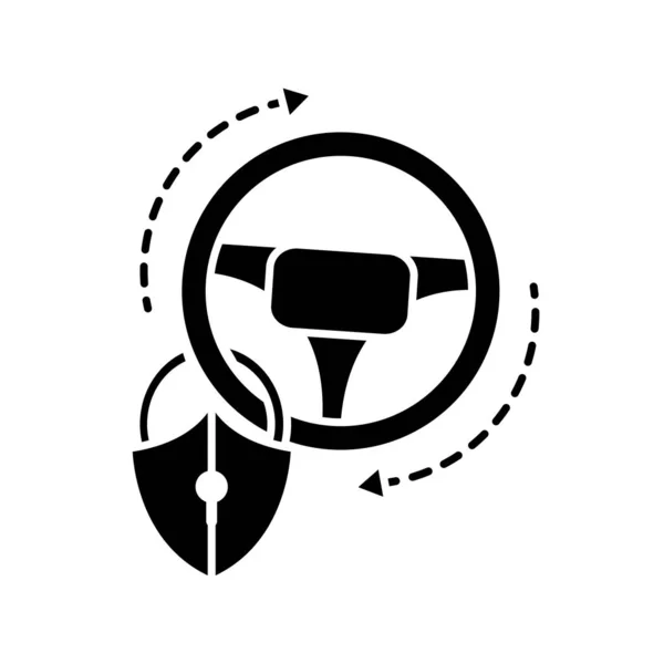 Silhouette volant de voiture et cadenas de sécurité — Image vectorielle