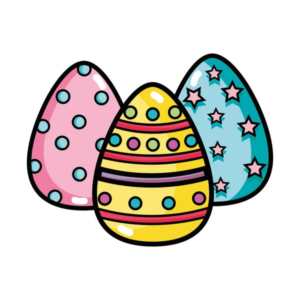 Huevos felices decoración de Pascua a la celebración de vacaciones — Vector de stock