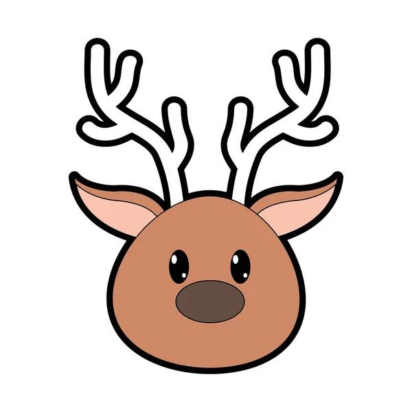 Full color reindeer head cute animal character — Stock Vector