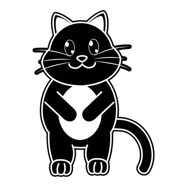 シルエット猫かわいいし、かわいい動物キャラクター — ストックベクタ