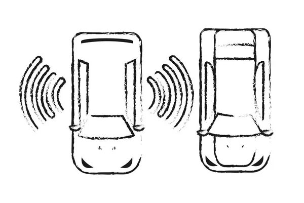 Гранжеві автомобілі з цифровою технологією з'єднання Wi-Fi — стоковий вектор