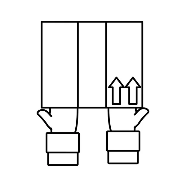 Ligne homme mains avec boîte forfait service — Image vectorielle