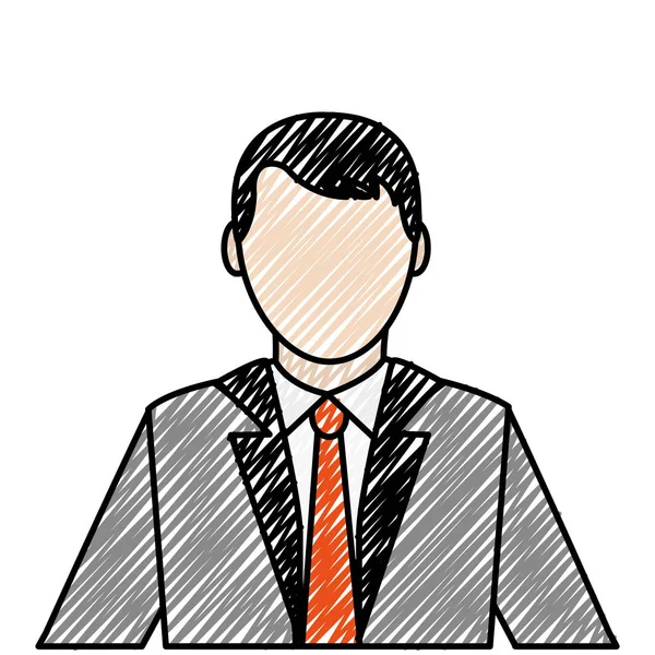Doodle hombre usuario con camisa elegante y peinado — Vector de stock