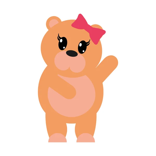 Colorido adorable hembra oso animal con la mano hasta — Vector de stock