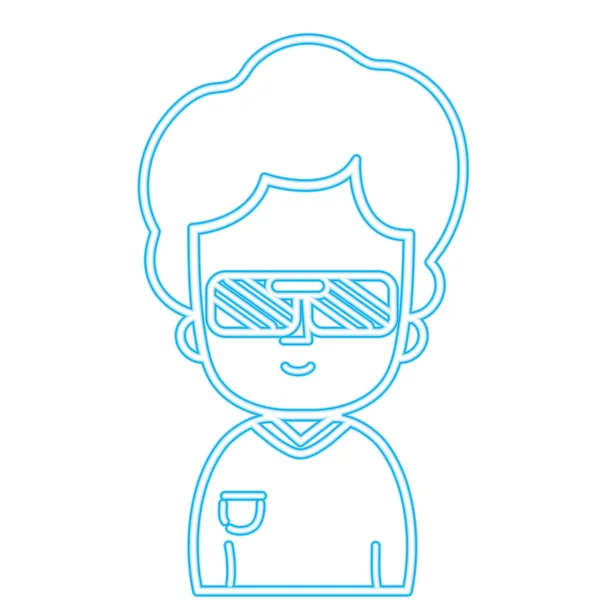 Farbe Silhouette Mann mit Frisur und 3D-Brille — Stockvektor